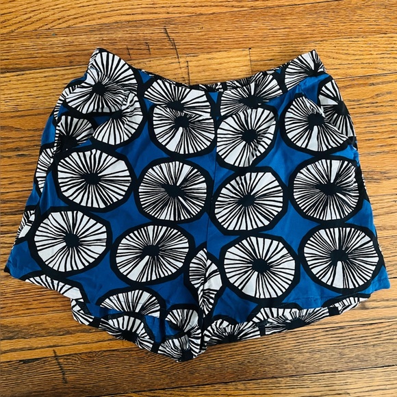 Marimekko Blue and Black Patterned Women Shorts - Picture 1 of 5